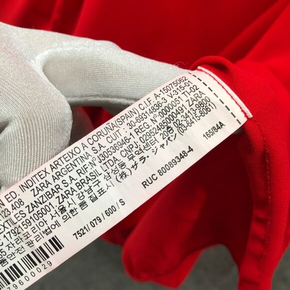 Zara Sleeveless Blouse Womens S Red Tank Tiered Tie Neck Top Chiffon - Picture 8 of 9